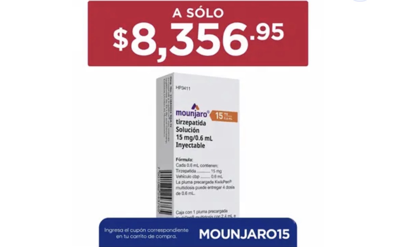 Precio real de Mounjaro en farmacia: $8,356.95 MXN