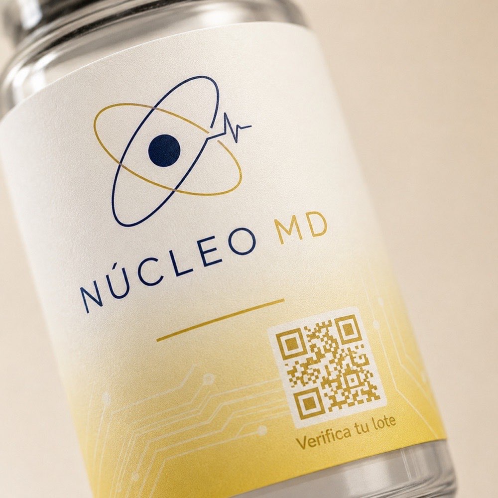 Vial Núcleo MD con etiqueta y QR de verificación